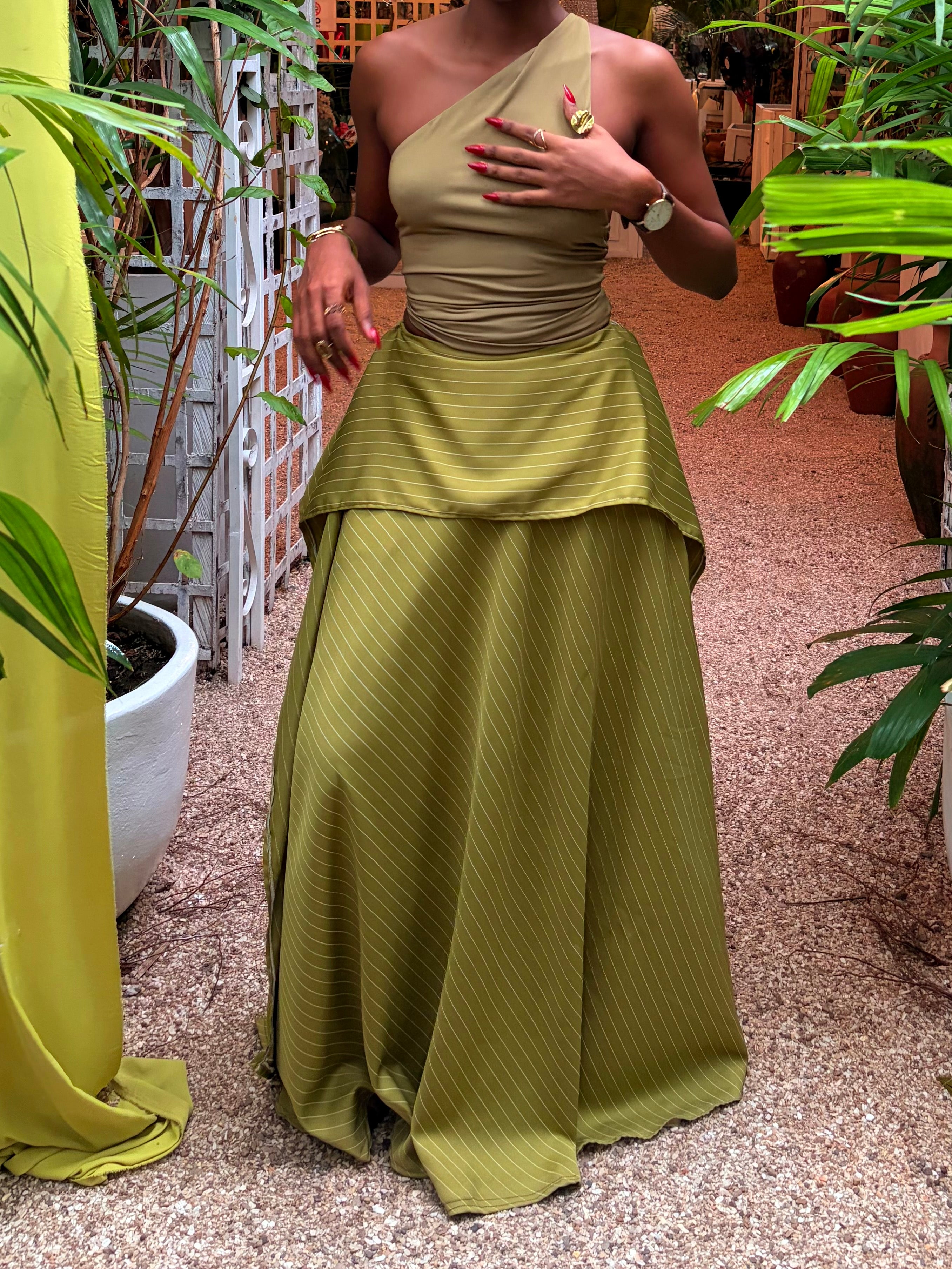 Cascade drape skirt
